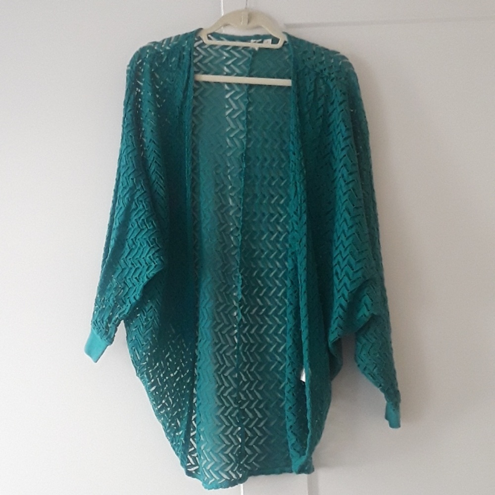 Teal Francescas Lace Kimono - Size Small